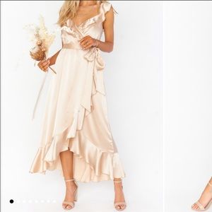 “Mumu” champagne satin dress, size XS